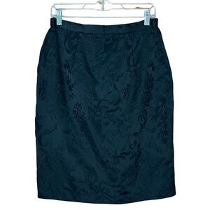 Vintage Y2K Scott McClintock Black Floral Jacquard Pencil Skirt